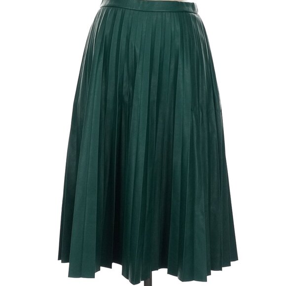 J. Crew Green Pleated Skirt - Picture 1 of 4